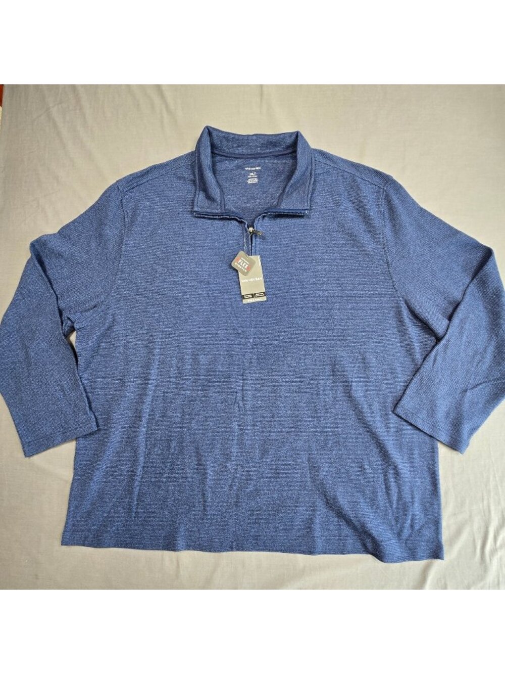 NEW Van Heusen 3XLT Pullover Long Sleeve Big & Tall Blue Half-Zip Knit Sweater